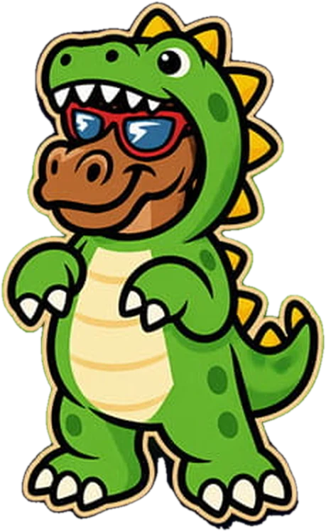 Typhoon the horse dressed as a dinosaur