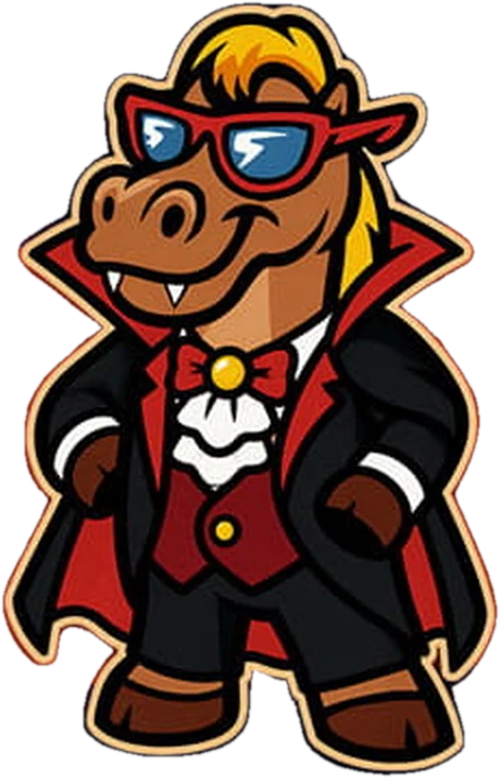 Typhoon the horse dressed as a vampire